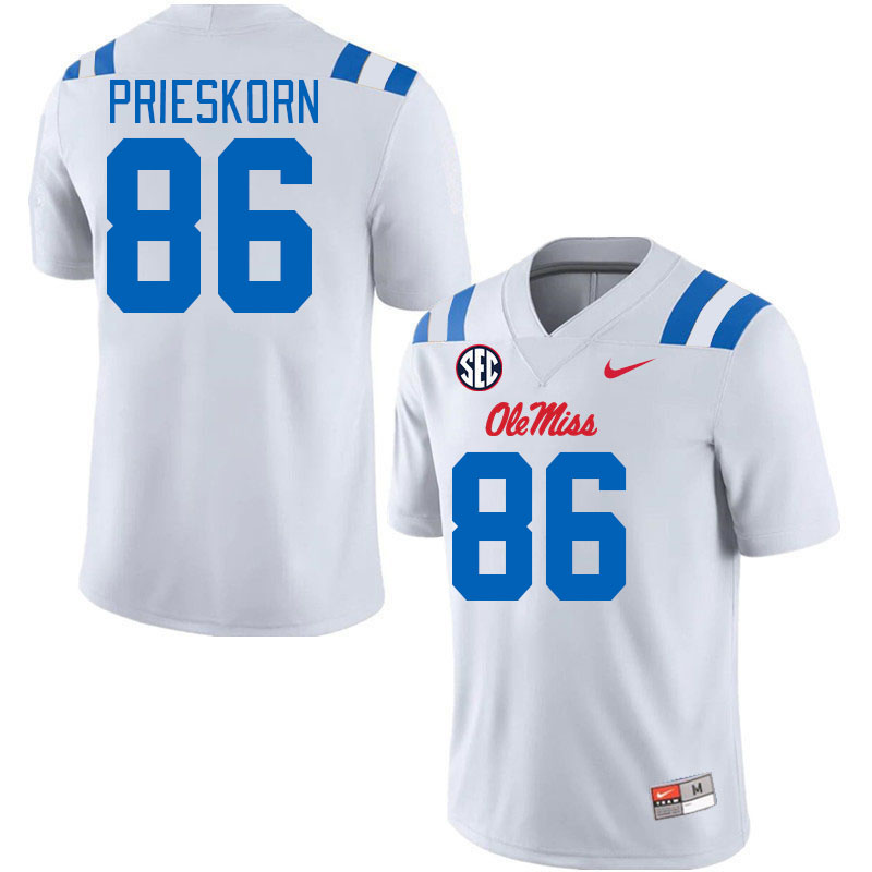 Men #86 Caden Prieskorn Ole Miss Rebels 2024 New Uniforms College Football Jerseys Stitched-White